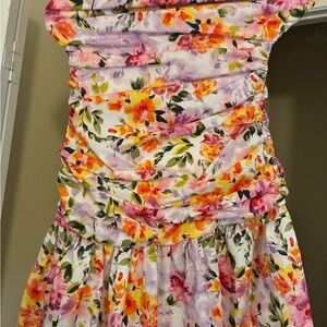 Boutique Floral Ruched Dress